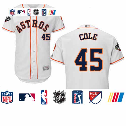 Personalized Astros #45 Gerrit Cole White Flexbase Authentic Collection 2019 World Series Bound Stitched Baseball Jersey
