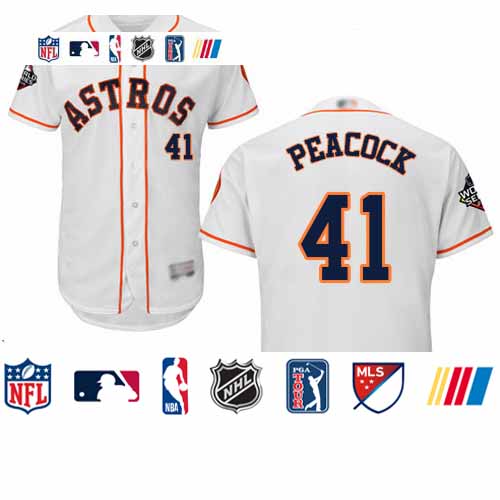Personalized Astros #41 Brad Peacock White Flexbase Authentic Collection 2019 World Series Bound Stitched Baseball Jersey