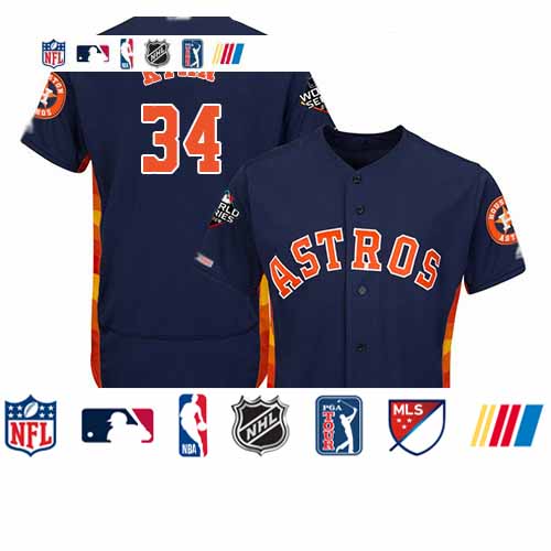 Personalized Astros #34 Nolan Ryan Navy Blue Flexbase Authentic Collection 2019 World Series Bound Stitched Baseball Jersey