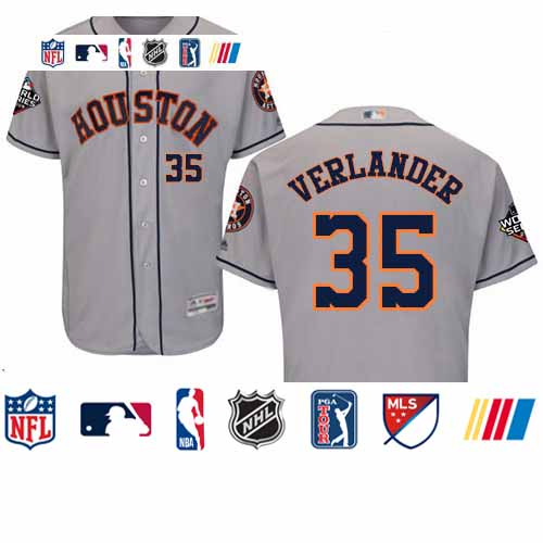 Personalized Astros #35 Justin Verlander Grey Flexbase Authentic Collection 2019 World Series Bound Stitched Baseball Jersey