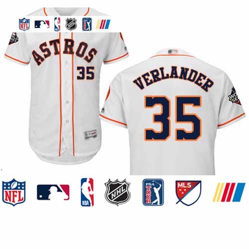 Personalized Astros #35 Justin Verlander White Flexbase Authentic Collection 2019 World Series Bound Stitched Baseball Jersey