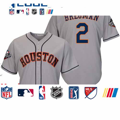 Personalized Astros #2 Alex Bregman Grey New Cool Base 2019 World Series Bound Stitched Baseball Jersey