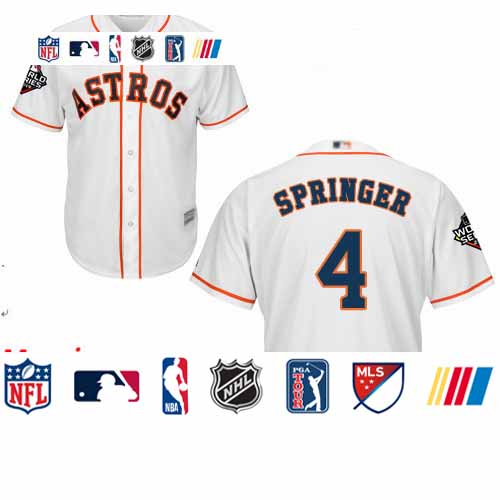 Personalized Astros #4 George Springer White New Cool Base 2019 World Series Bound Stitched Baseball Jersey