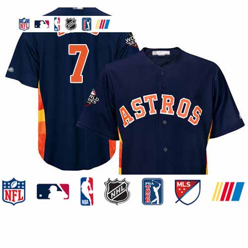 Personalized Astros #7 Craig Biggio Navy Blue New Cool Base 2019 World Series Bound Stitched Baseball Jersey