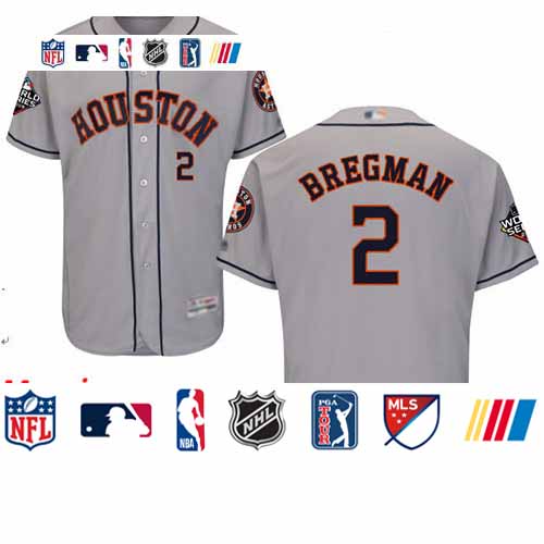 Personalized Astros #2 Alex Bregman Grey Flexbase Authentic Collection 2019 World Series Bound Stitched Baseball Jersey