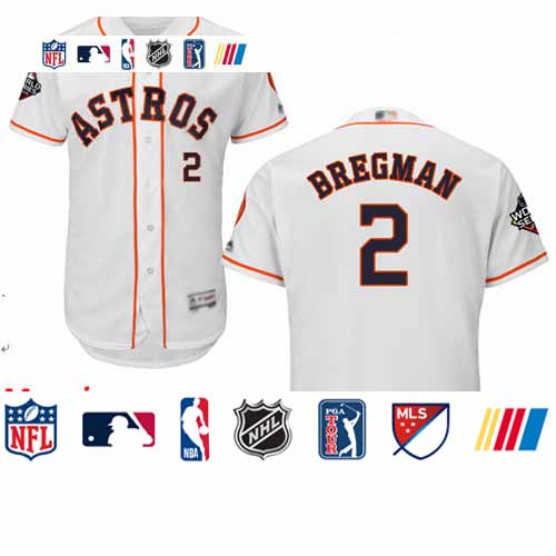 Personalized Astros #2 Alex Bregman White Flexbase Authentic Collection 2019 World Series Bound Stitched Baseball Jersey