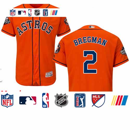 Personalized Astros #2 Alex Bregman Orange Flexbase Authentic Collection 2019 World Series Bound Stitched Baseball Jersey