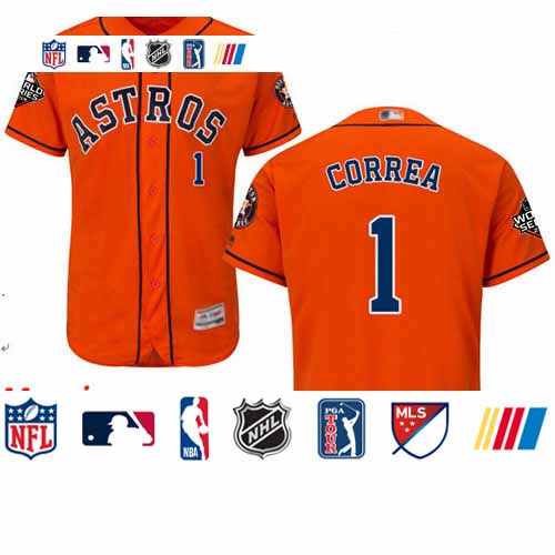Personalized Astros #1 Carlos Correa Orange Flexbase Authentic Collection 2019 World Series Bound Stitched Baseball Jersey