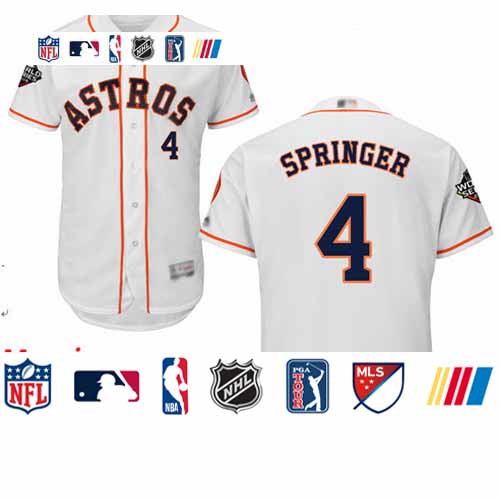 Personalized Astros #4 George Springer White Flexbase Authentic Collection 2019 World Series Bound Stitched Baseball Jersey