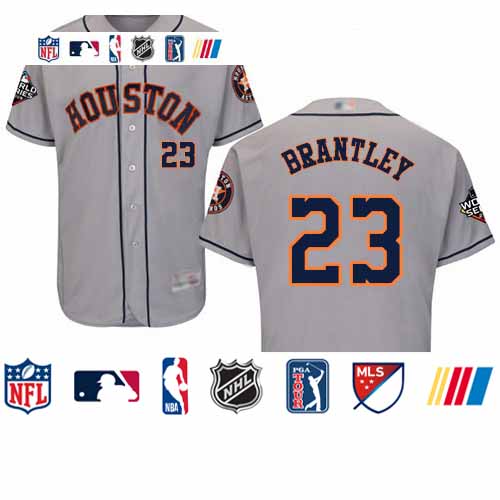 Personalized Astros #23 Michael Brantley Grey Flexbase Authentic Collection 2019 World Series Bound Stitched Baseball Jersey