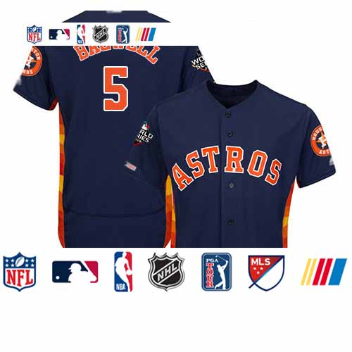 Personalized Astros #5 Jeff Bagwell Navy Blue Flexbase Authentic Collection 2019 World Series Bound Stitched Baseball Jersey