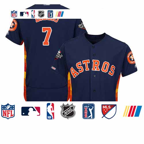 Personalized Astros #7 Craig Biggio Navy Blue Flexbase Authentic Collection 2019 World Series Bound Stitched Baseball Jersey