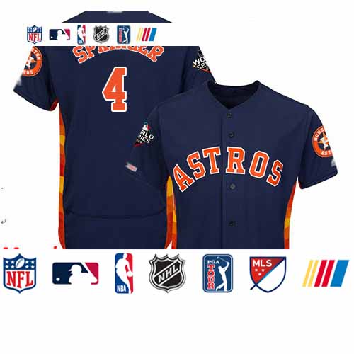 Personalized Astros #4 George Springer Navy Blue Flexbase Authentic Collection 2019 World Series Bound Stitched Baseball Jersey