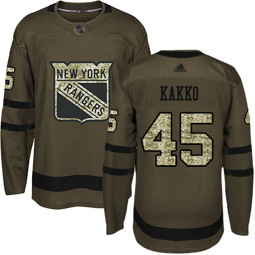 Personalized Rangers #24 Kaapo Kakko Green Salute to Service Stitched Youth Hockey Jersey