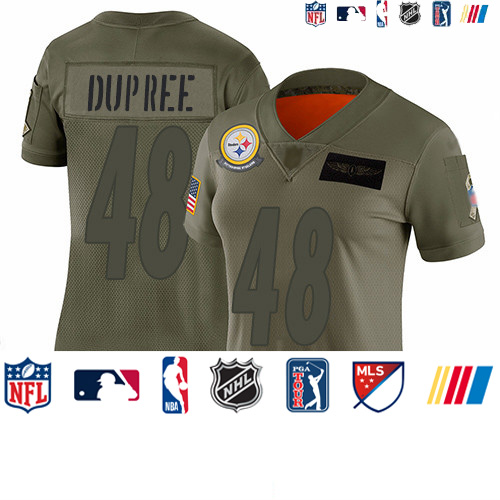 Personalized Steelers #48 Bud Dupree Camo Women’s Stitched Football Limited 2019 Salute to Service Jersey