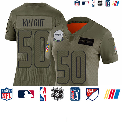 Personalized Seahawks #50 K.J. Wright Camo Women’s Stitched Football Limited 2019 Salute to Service Jersey
