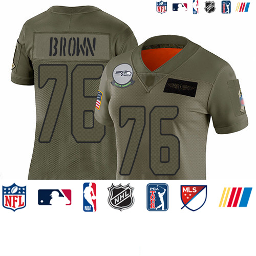 Personalized Seahawks #76 Duane Brown Camo Women’s Stitched Football Limited 2019 Salute to Service Jersey