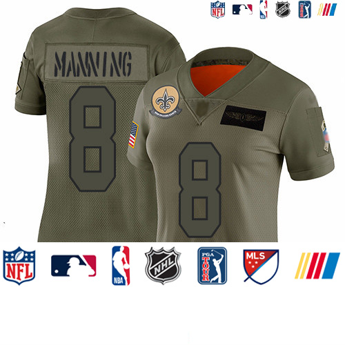 Personalized Saints #8 Archie Manning Camo Women’s Stitched Football Limited 2019 Salute to Service Jersey