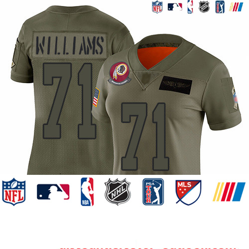 Personalized Redskins #71 Trent Williams Camo Women’s Stitched Football Limited 2019 Salute to Service Jersey