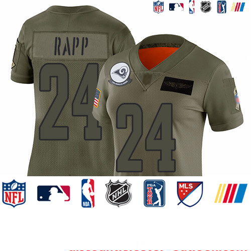 Personalized Rams #24 Taylor Rapp Camo Women’s Stitched Football Limited 2019 Salute to Service Jersey