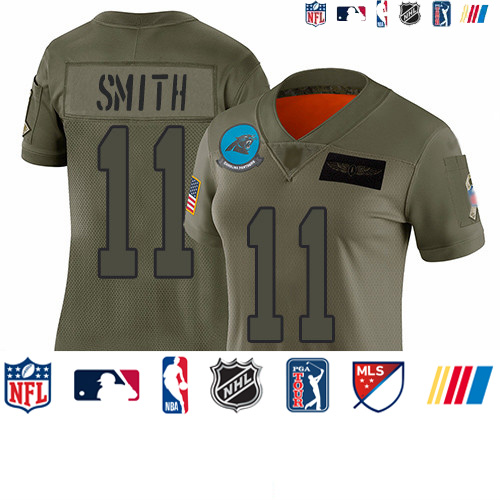 Personalized Panthers #11 Torrey Smith Camo Women’s Stitched Football Limited 2019 Salute to Service Jersey