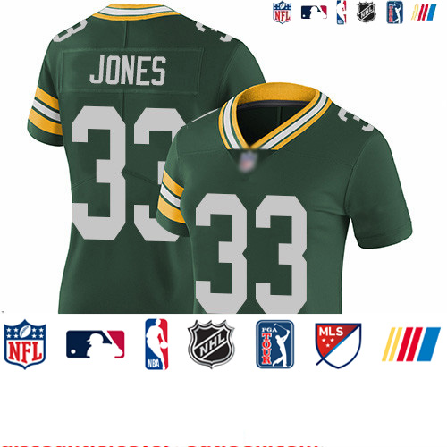 Personalized Packers #33 Aaron Jones Green Team Color Women’s Stitched Football Untouchable Limited Jersey