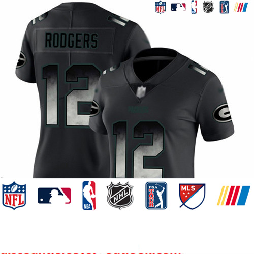 Personalized Packers #12 Aaron Rodgers Black Women’s Stitched Football Untouchable Limited Smoke Fashion Jersey