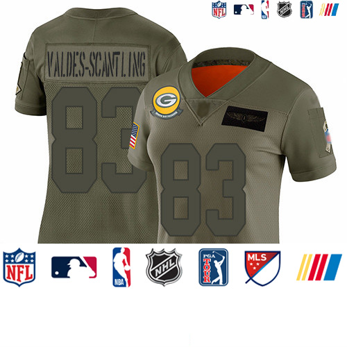 Personalized Packers #83 Marquez Valdes-Scantling Camo Women’s Stitched Football Limited 2019 Salute to Service Jersey