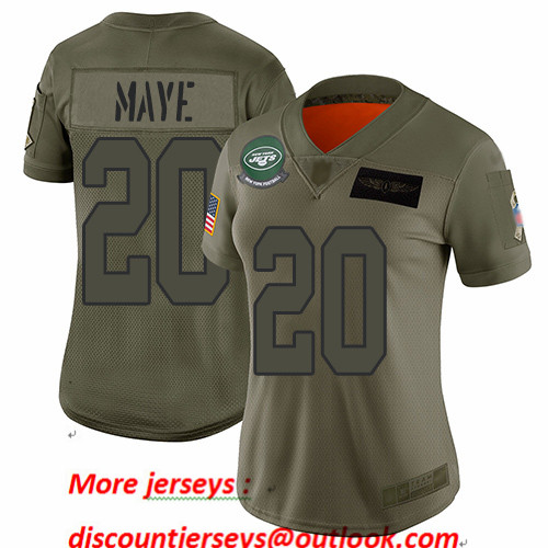 Personalized Jets #20 Marcus Maye Camo Women’s Stitched Football Limited 2019 Salute to Service Jersey