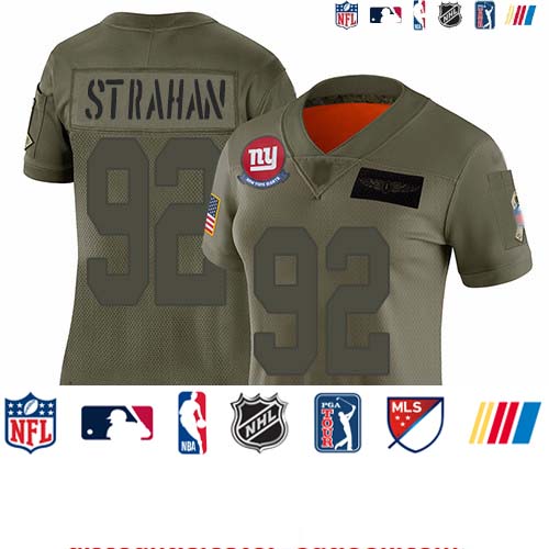 Personalized Giants #92 Michael Strahan Camo Women’s Stitched Football Limited 2019 Salute to Service Jersey