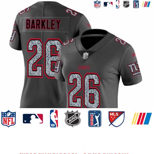 Personalized Giants #26 Saquon Barkley Gray Static Women’s Stitched Football Untouchable Limited Jersey