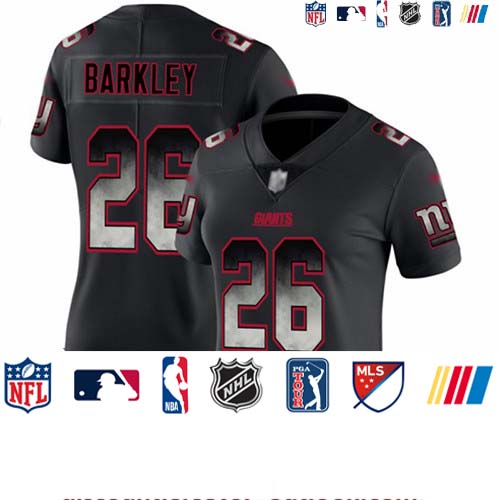Personalized Giants #26 Saquon Barkley Black Women’s Stitched Football Untouchable Limited Smoke Fashion Jersey