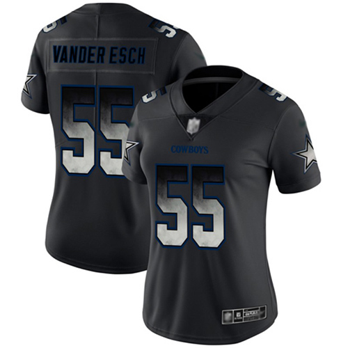 Personalized Cowboys #55 Leighton Vander Esch Black Women’s Stitched Football Untouchable Limited Smoke Fashion Jersey