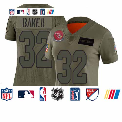 Personalized Cardinals #32 Budda Baker Camo Women’s Stitched Football Limited 2019 Salute to Service Jersey