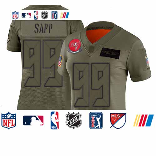 Personalized Buccaneers #99 Warren Sapp Camo Women’s Stitched Football Limited 2019 Salute to Service Jersey