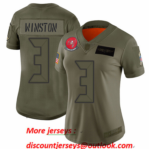 Personalized Buccaneers #3 Jameis Winston Camo Women’s Stitched Football Limited 2019 Salute to Service Jersey
