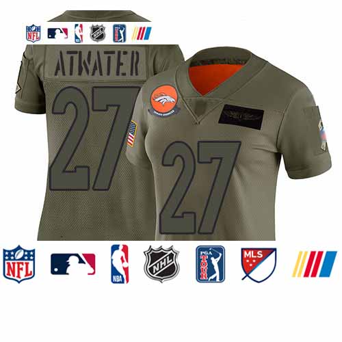 Personalized Broncos #27 Steve Atwater Camo Women’s Stitched Football Limited 2019 Salute to Service Jersey