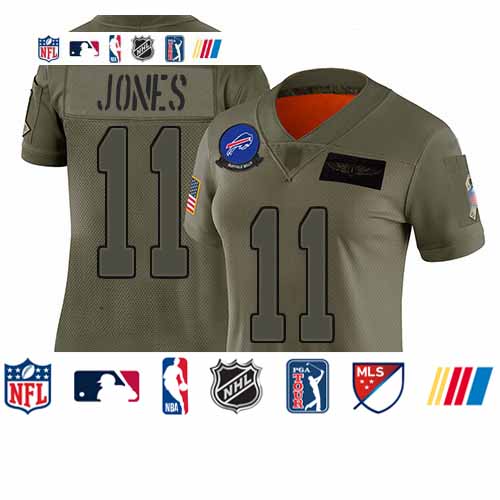 Personalized Bills #11 Zay Jones Camo Women’s Stitched Football Limited 2019 Salute to Service Jersey
