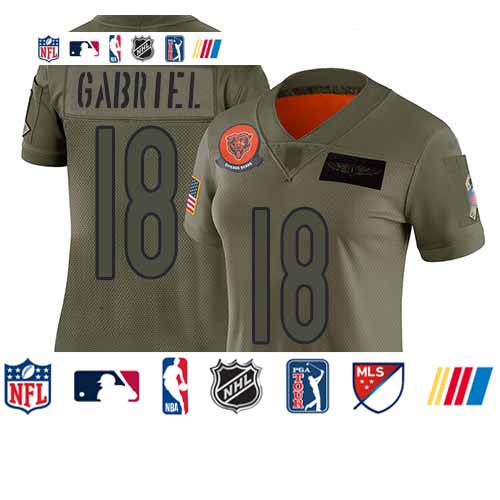 Personalized Bears #18 Taylor Gabriel Camo Women’s Stitched Football Limited 2019 Salute to Service Jersey