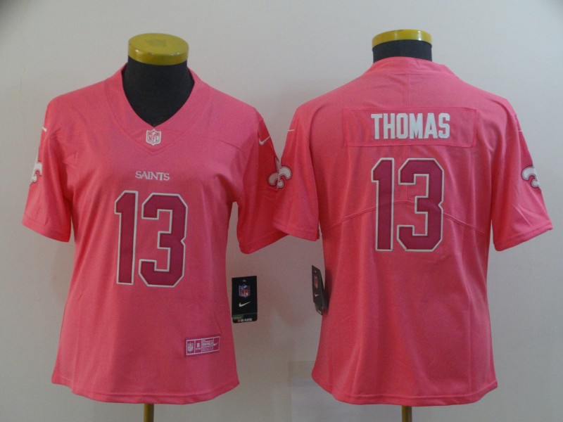 Personalized Women Saints 13 Michael Thomas Pink Women Rush Fashion Limited Jersey