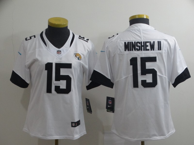 Personalized Women Jaguars 15 Gardner Minshew II White Women Untouchable Limited Jersey