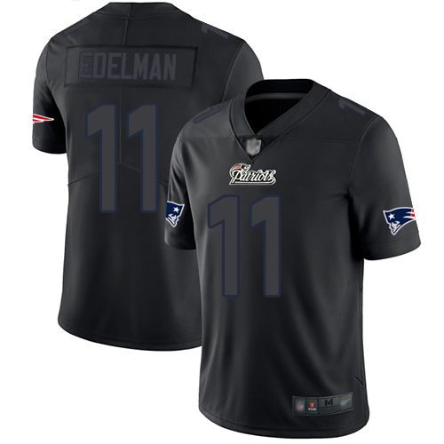 Personalized Patriots #11 Julian Edelman Black Men’s Stitched Football Limited Rush Impact Jersey