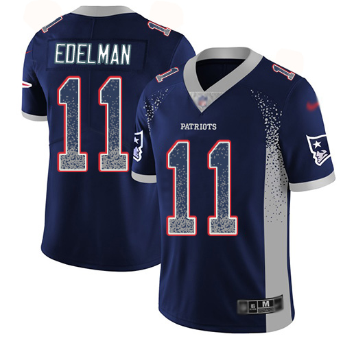 Personalized Patriots #11 Julian Edelman Navy Blue Team Color Men’s Stitched Football Limited Rush Drift Fashion Jersey