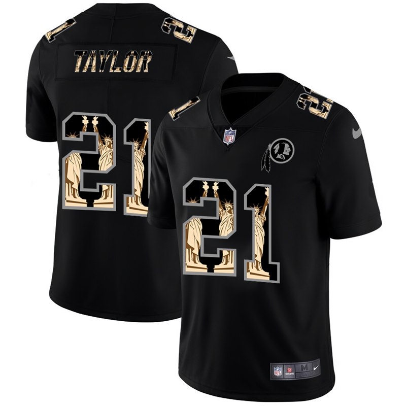 Personalized Redskins 21 Sean Taylor Black Statue Of Liberty Limited Jersey