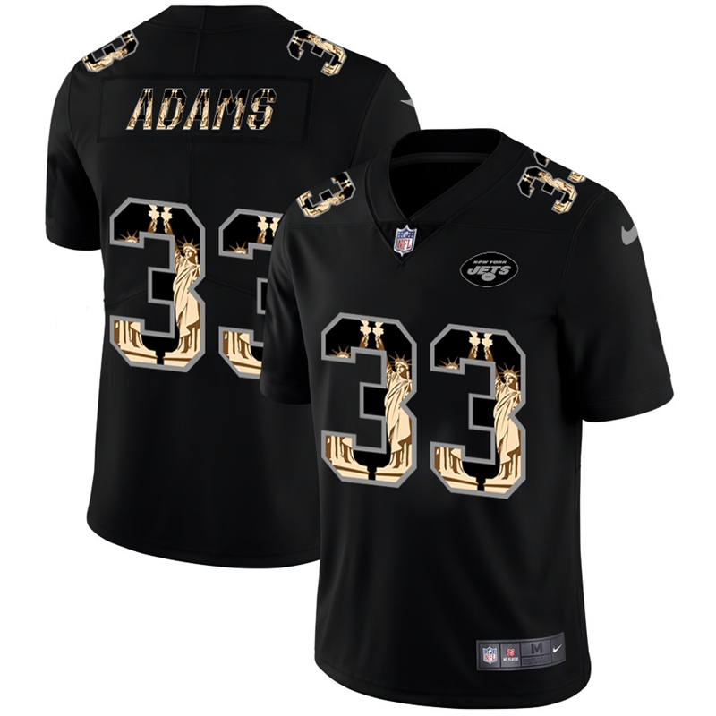 Personalized Jets 33 Jamal Adams Black Statue Of Liberty Limited Jersey