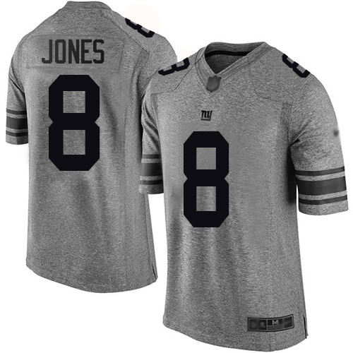 Personalized Giants #8 Daniel Jones Gray Men’s Stitched Football Limited Gridiron Gray Jersey