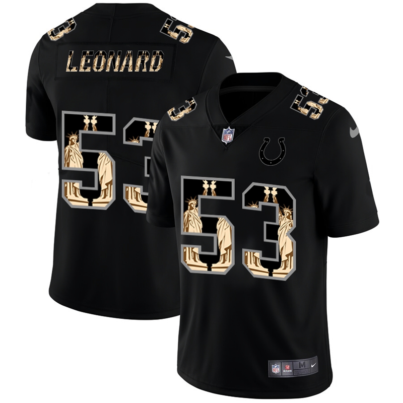 Personalized Colts 53 Darius Leonard Black Statue Of Liberty Limited Jersey