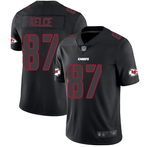 Personalized Chiefs #87 Travis Kelce Black Men’s Stitched Football Limited Rush Impact Jersey