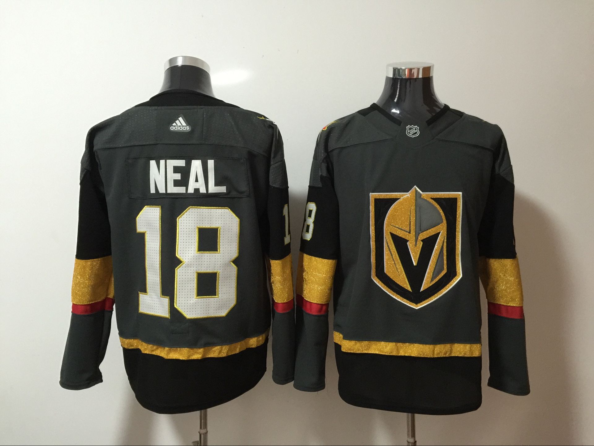 Personalized Vegas Golden Knights 18 James Neal Gray With Special Glittery Logo Jersey