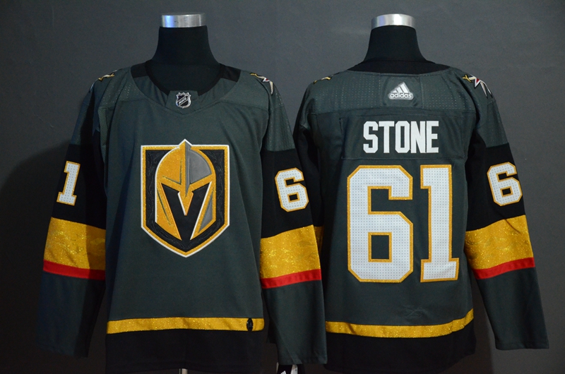 Personalized Vegas Golden Knights 61 Mark Stone Gray With Special Glittery Logo Jersey